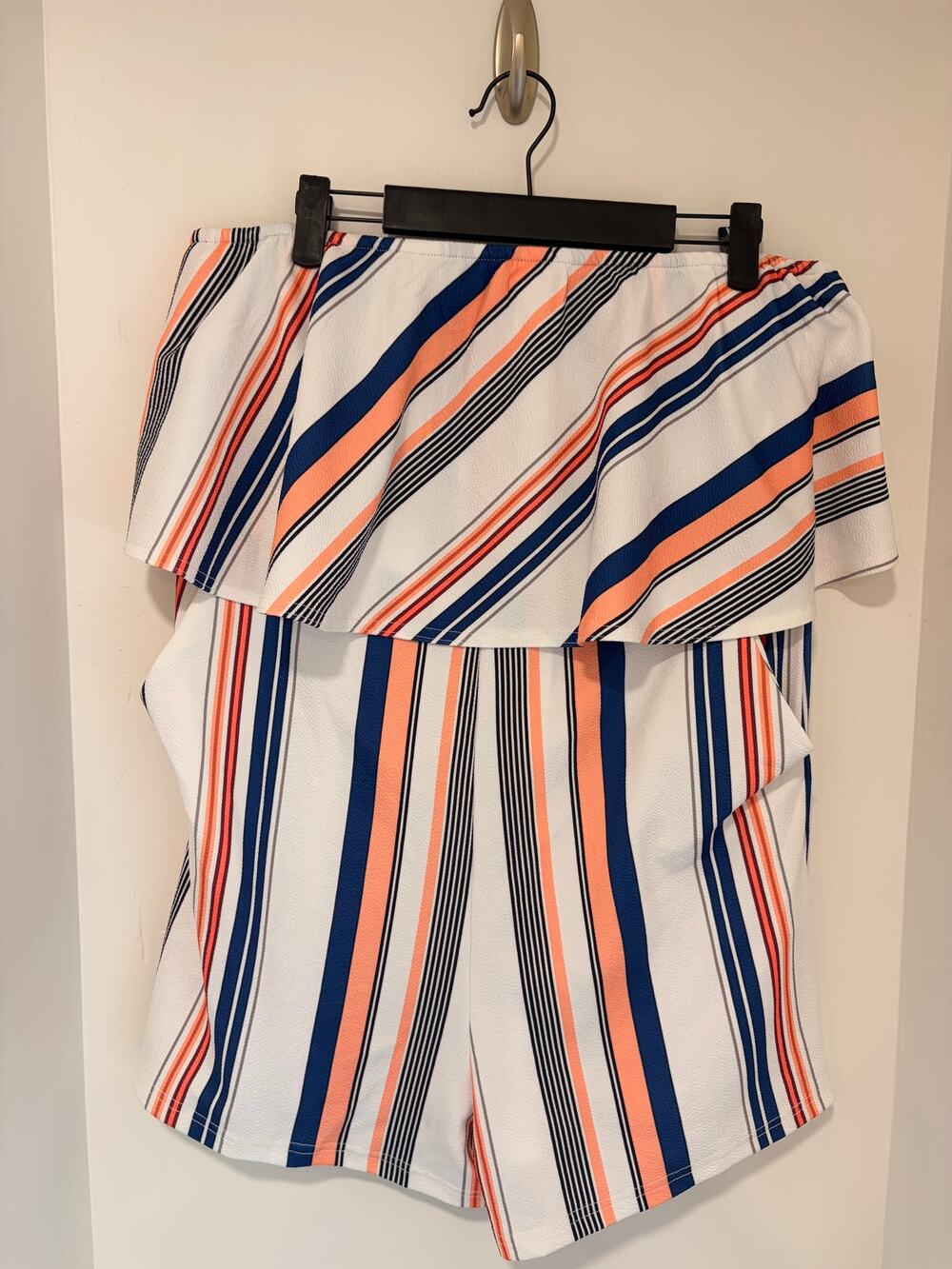 *NWT* Ecowish Off Shoulder Striped Romper Summer Vacation Size Large